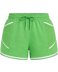 Pantalones Cortos Deportivos Verdes para Mujer, Poliéster y Elastano, Transpirables, de Malla, de Secado Rápido, Cintura Elástica con Cordón, para Gimnasio, Correr, Entrenamiento, Ropa Deportiva - Product Image 1