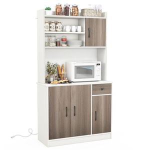 Mobile dispensa da cucina da 71 pollici con stazione di ricarica integrata e credenza buffet - Product Image 1