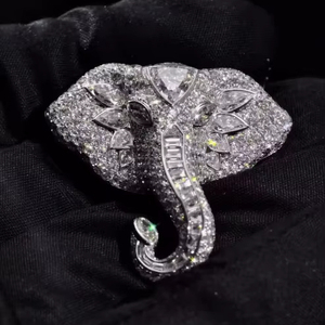 <b>Iced</b> <b>Out</b> Elephant Pendant Hip Hop Moissanite Bling Cuban <b>Chain</b> Pendant Gold Silver 10K 14K Animal Head Luxury Jewelry - Product Image 1