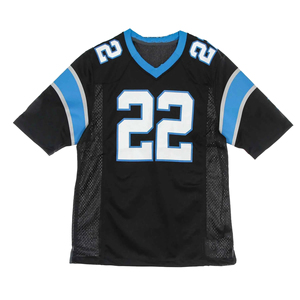 Custom Men's Black Winter Football Jersey V-<b>Neck</b> Mesh Breathable Sublimated Print Team Name Any Name Short Sleeve Four-Way - Product Image 1