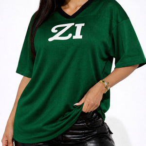 Jersey Deportivo Oversize Verde para Mujer, Estilo Y2K, con Paneles de Malla y Número, Jersey de Fútbol Americano, Venta al Por Mayor - Product Image 5