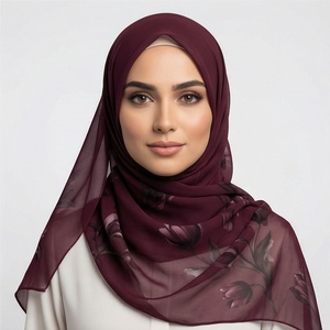 Hiyab de Chifón Floral para Mujer, Transpirable, para Uso Diario, Pañuelo Islámico - Product Image 1