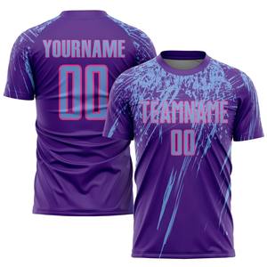 Maillot de football personnalisé bleu pour homme, nom et numéro de l'équipe, t-shirt de football respirant, vêtements de sport pour l'entraînement - Product Image 4