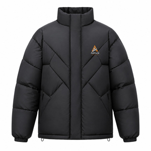 Custom Oversized Canvas Puffer Jacket Hooded Waterproof Eco-Friendly Lightweight <b>Winter</b> Breathable Front Outdoor Streetwear OEM - Product Image 1