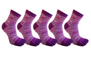 Chaussettes de sport montantes pour hommes à cinq doigts, rayées, en coton respirant, anti-odeur, tricotées, avec logo, pour l'été - Product Image 3