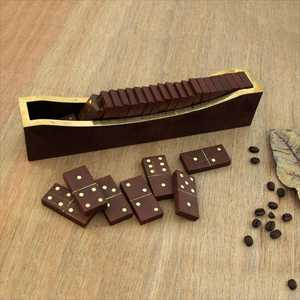 Handmade Eco-friendly Wooden Dominoes <b>Set</b> Traditional Rectangle Tabletop Game Abstract Geometric Pattern Multi-piece Package - Product Image 1