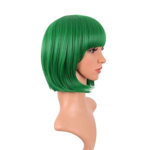 Parrucca Bob corta con frangia dritta da 12 pollici/30 cm Fashion Lady in verde - Product Image 2