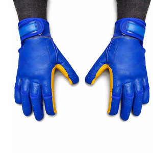 Gants de frappe en cuir bleu et jaune, fermeture auto-agrippante, unisexe, pour adulte, gants d'entraînement durables, ambidextres - Product Image 2