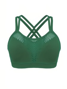 Women Sports <b>Bra</b> Hollow Out Mesh Front Athletic Vest Removable Pads <b>Low</b> <b>Back</b> Multi Strap Running Top Workout Crop Blanks - Product Image 4