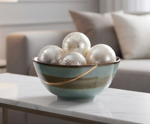 Premium <b>Ceramic</b> Decorative <b>Bowl</b> With Gold Accents Handmade Finish Minimalist Design For Home Decorating - Product Image 3