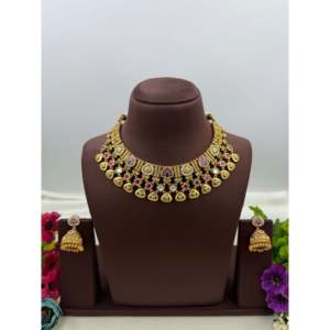 Indian Ethnic Ira Premium Chorski <b>Gold</b> Plated Bridal Necklace <b>Set</b> - Product Image 1