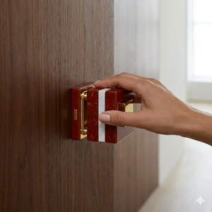 Juego de Manijas de Puerta de Diseño |   Pomo de Mármol Auténtico con Acabado Negro Grafito Antiguo en Acero Inoxidable |   Manija de Puerta de Lujo para Hogar u Oficina - Product Image 3