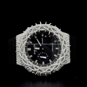 Reloj Moissanite de calidad premium estilo Thorn, modelo GA 2100, caja completamente cubierta de moissanite, aprobado por el probador de diamantes. - Product Image 5