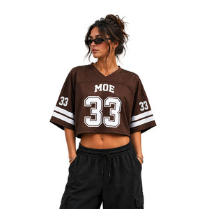 Brown Mesh <b>Shirt</b> Men Oversized V Neck <b>T</b>-<b>Shirt</b> Hip Hop American Football Jersey Short Sleeve Streetwear Fan Edition Soccer Tees - Product Image 5