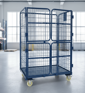 Industrial Metal <b>Storage</b> Cage Wheels for <b>Doors</b>/On Walls Sundries Holding <b>Rack</b> Blue Non-Folding Standalone Modern Waterproof - Product Image 6
