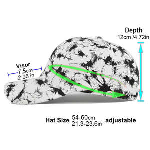 Casquette de baseball en coton imprimée personnalisable, motif abstrait effet éclaboussures, visière incurvée, 6 panneaux, sangle réglable, style streetwear décontracté - Product Image 6