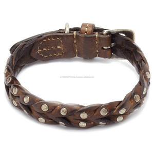 ปลอกคอลูกปัดหนังแท้สำหรับสุนัขหนังแท้สีดำนุ่มมีเบาะปรับได้ตามต้องการ - Product Image 5