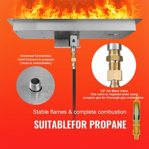 Braciere Rettangolare in Acciaio Inox 36 X 12 Pollici, Kit Bruciatore a Gas Propano 150.000 BTU - Product Image 6