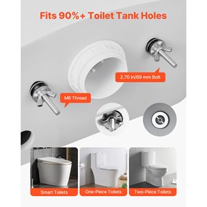 Kit Universal de 2 Tornillos de Acero Inoxidable de Alta Resistencia para Tanque de Inodoro, Repuesto para Todos los Inodoros - Product Image 3