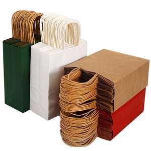 Bolsas de Compra de Papel Kraft con Logotipo Personalizado al por Mayor, Bolsas de Embalaje Blancas y Marrones Impresas de Lujo - Product Image 1