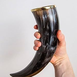 แตรดื่มไวกิ้งแท้แบบดั้งเดิมเขาควายขัดเงาของขวัญแต่งงานสำหรับเจ้าบ่าวและเพื่อนเจ้าสาว - Product Image 4