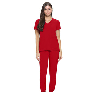 Unisex Classic White Cotton <b>Scrub</b> <b>Sets</b> with Jersey Fabric Needle Detection Professional Medical Nurse Uniform for Hospital Use - Product Image 2