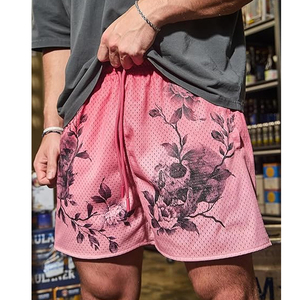 กางเกงขาสั้นตาข่ายบาสเก็ตบอลผู้ชายกางเกงขาสั้นเอวยางยืดรูดด้านข้างพิมพ์ลาย3D - Product Image 4