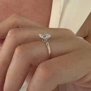 2 Carat Asscher Cut Lab Grown Diamond Two Tone Solitaire <b>Ring</b> <b>Dainty</b> Thin Diamond <b>Ring</b> with IGI Certified & VVS Clarity for Sale - Product Image 2