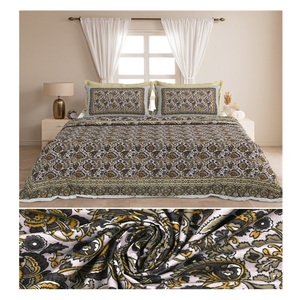 Parure de lit personnalisable 3 pièces en coton 100% imprimé à la main Manthan indien, 200 fils/cm², anti-acariens, toutes saisons, motif floral de qualité supérieure - Product Image 1