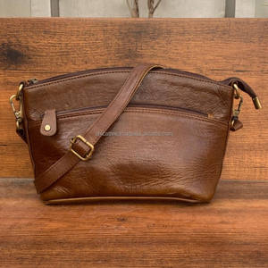 Vente en gros de sacs à main 2024 dames en cuir véritable pleine fleur sac à main vintage de luxe en forme de croix fermeture éclair en coton PU - Product Image 3