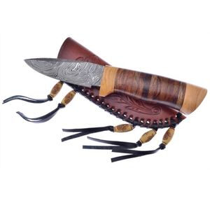 Cuchillos de Caza de Acero de Damasco Hechos a Mano con Hoja Fija, Herramientas de Corte para Supervivencia al Aire Libre y Camping con Mango Duradero y Hoja de Primera Calidad - Product Image 1