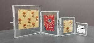 Juego de Marcos de Fotos de Hierro con Acabado Gris y Tapa de Vidrio Cuadrada, Diseño Artesanal Pf1081, para Exhibición Familiar - Product Image 2