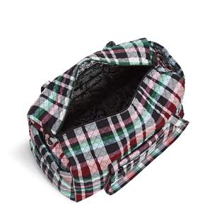 Plaid Quilted Duffle <b>Bag</b> with Front Pocket and Dual Handles - Product Image 2