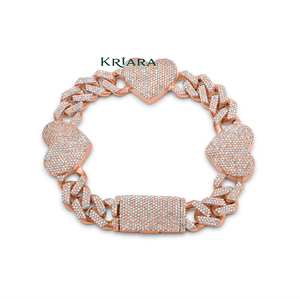 Bracelet chaîne cœur en moissanite plaqué or rose S925, micro-pavé, bijoux de luxe unisexe, à porter au quotidien - Product Image 1