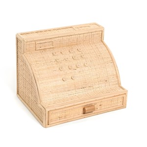 ของเล่นแคชเชียร์หวายจำลอง เครื่องคิดเงินขนาดเล็ก ของเล่นเสริมพัฒนาการสำหรับเด็ก เล่นบทบาทสมมติ - Product Image 1