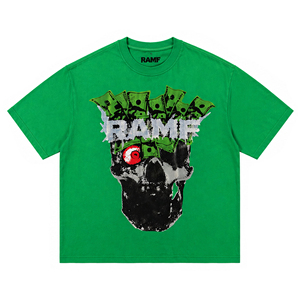 Camiseta de Algodón Oversize Vintage de Alta Calidad para Hombre, con Cuello Mock y Estampado Gráfico DTG Personalizado, Lavado Ácido, Venta al por Mayor - Product Image 1