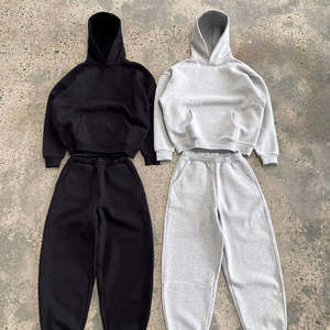 Ensemble de survêtement unisexe en coton épais 2026 pour homme – Hoodie et pantalon de survêtement amples en molleton bouclette - Product Image 6
