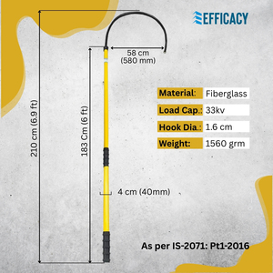 Gancho de Rescate Eléctrico de Fibra de Vidrio Aislante de Alto Voltaje de 13 kV, 7 Pies de Largo, con Tablero de Señalización y Kit de Instalación - Product Image 5
