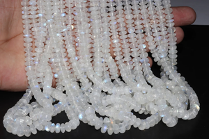 Rainbow Moonstone Smooth Rondelle Beads Plain Rainbow Moonstone Beads Rainbow Moonstone Strands - Product Image 3