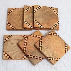 Sous-verre rond en bois d'acacia, couleur naturelle, sous-verre turc pour restaurant, bar et hôtel, design artisanal, antidérapant - Product Image 6