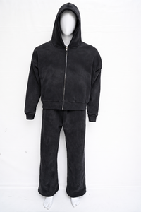Unisex <b>Acid</b> Washed Jogger Set 100% Cotton Zip Hoodie Custom Oversized <b>Drop</b> Shoulder Plus Size XL Gym Tracksuit for Winter - Product Image 5