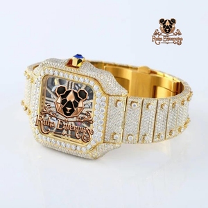 นาฬิกาข้อมือผู้ชายระดับพรีเมียมประดับเพชรโมอิสซาไนต์และควอตซ์ พร้อมรายละเอียดหินประดับที่งดงาม ตัวเรือนเหล็กขัดเงา และความหรูหราทันสมัย - Product Image 5