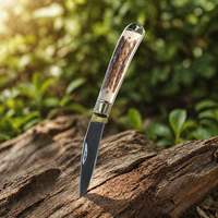 Couteau pliant de survie de poche de haute qualité pour la chasse et le camping en plein air, nouveau modèle avec manche en os naturel, logo personnalisé, vente en gros