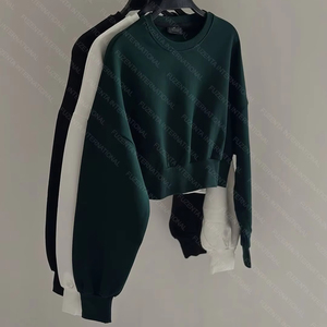 Top corto de manga larga, sudaderas para mujer, cuello redondo, Punto Limpio, logotipo personalizado y ropa de calle de Color, sudadera recortada para mujer - Product Image 3