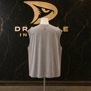 Custom Men’s <b>Y2K</b> Sleeveless Muscle Tee Oversized Boxy Streetwear Tank <b>Top</b> Dove Gray Cotton Polyester with Holographic Silver - Product Image 2
