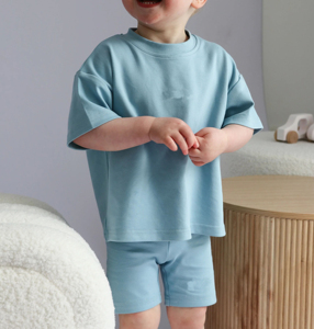 Conjuntos de Camiseta y Pantalones Cortos Personalizados para Niños, de Algodón, con Hombros Caídos, para Niños y Niñas, Camiseta de Manga Corta con Cuello Redondo y Pantalones Cortos - Product Image 5