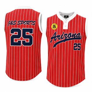 Camisetas de Béisbol y Sóftbol Sublimadas Personalizadas 2026, 100% Poliéster, Transpirables, de Secado Rápido, Tallas Grandes, Sin Mangas, con 2 Botones, para Equipo - Product Image 3