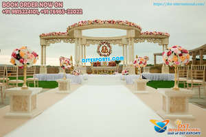 Atractivo interior boda FRP Mandap decoración boda real campanas decoración Mandap configuración indio doble pilar boda Mandap Malasia - Product Image 3