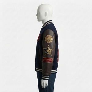 Chaqueta Varsity Premium Personalizada para Hombre, Color Azul Marino, Cuello Alto de Lana, Logotipo Frontal, Secado Rápido, Chaqueta Bomber Universitaria de Invierno - Product Image 3