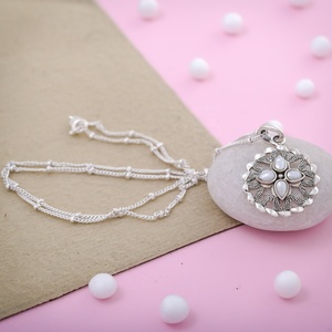 925 Sterling Silver Mother of Pearl Flower Pendant Vintage Floral Charm Jewelry Wholesale Jewellery Manufacturer - Product Image 3